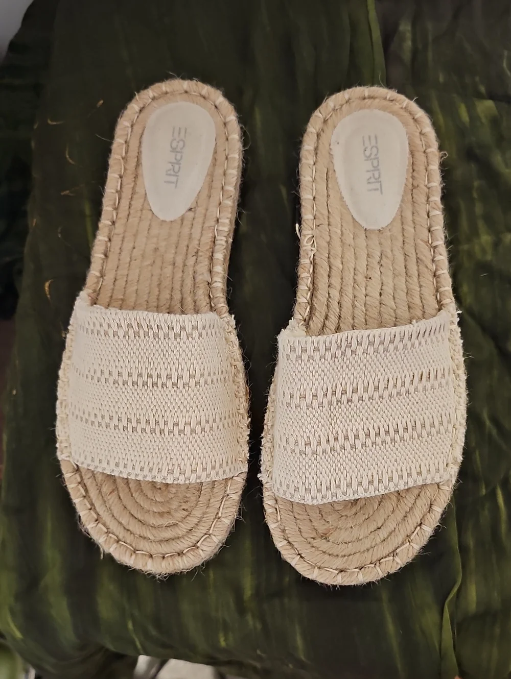 Esprit Women's Beige Woven Espadrille Slide Sandals